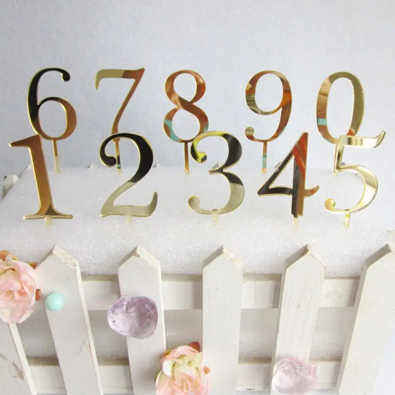 Number Cake Toppers - Acrylic, Gold and Silver Honey Bee