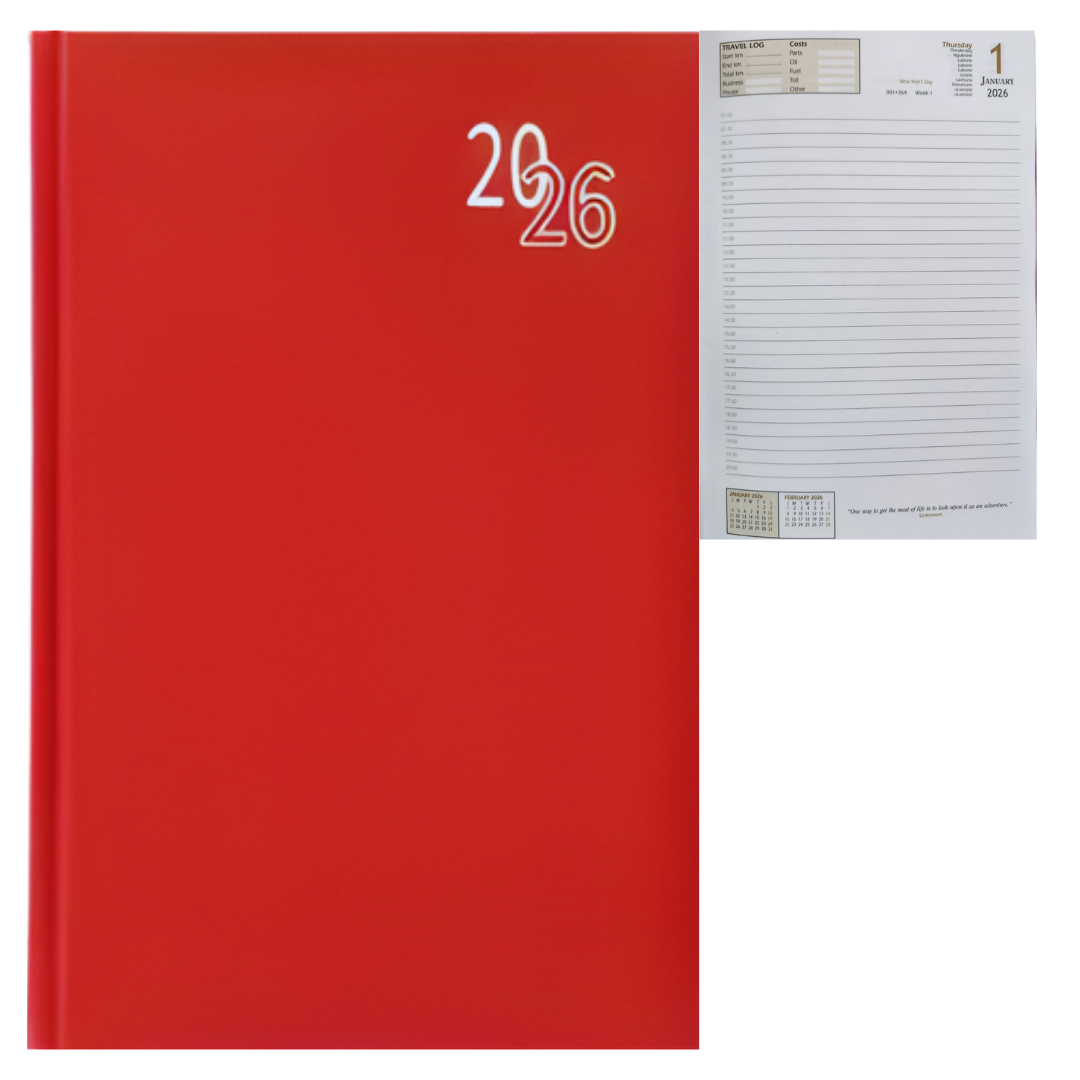 Page A Day Diary 2026 A5/A4 Red