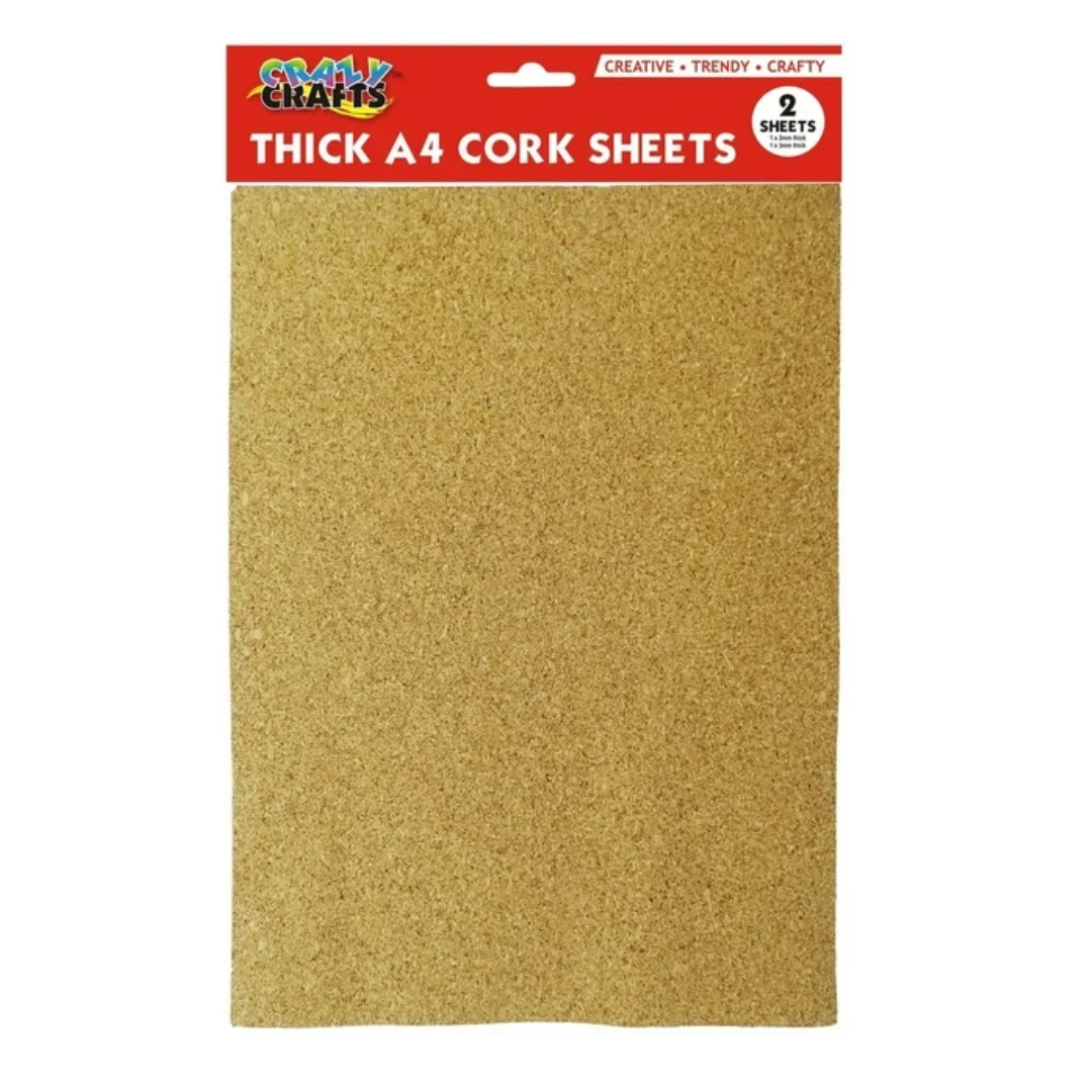 Crazy Crafts A4 Cork Sheets - 2 Sheets