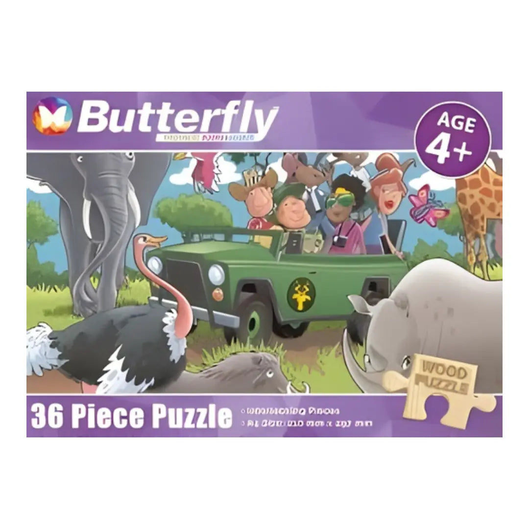 African Safari Wooden Puzzle 36pcs BUTTERFLY