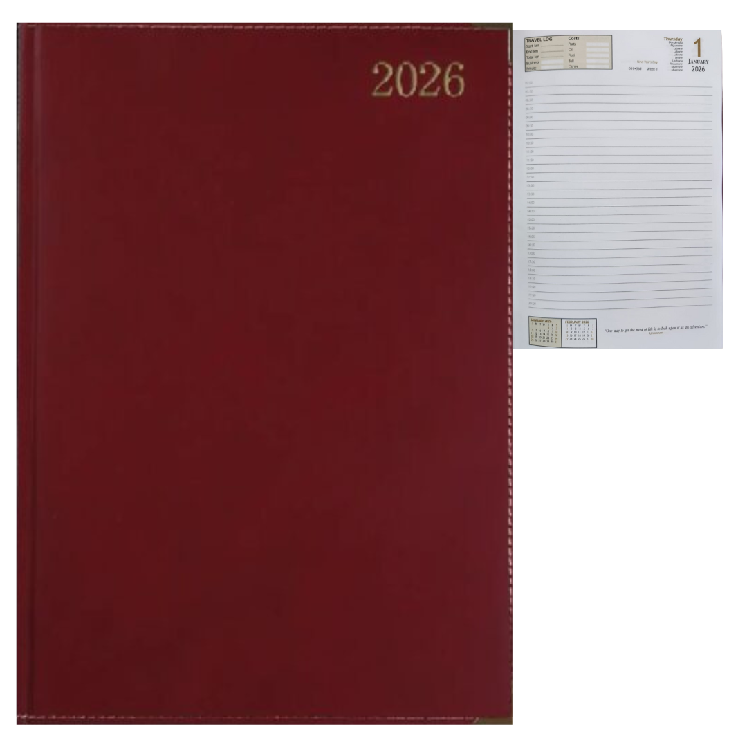 Page A Day Diary 2026 A5/A4 Burgundy