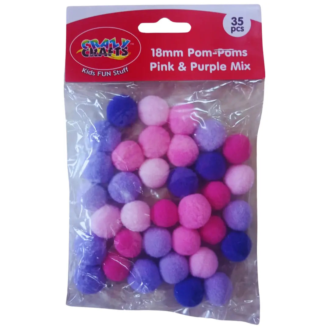 Crazy Crafts Pom Poms - Pink & Purple Mix Crazy Crafts