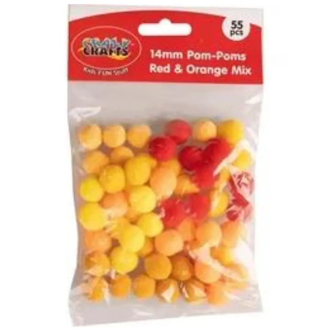 Crazy Crafts Pom Poms - Red & Orange Mix Crazy Crafts