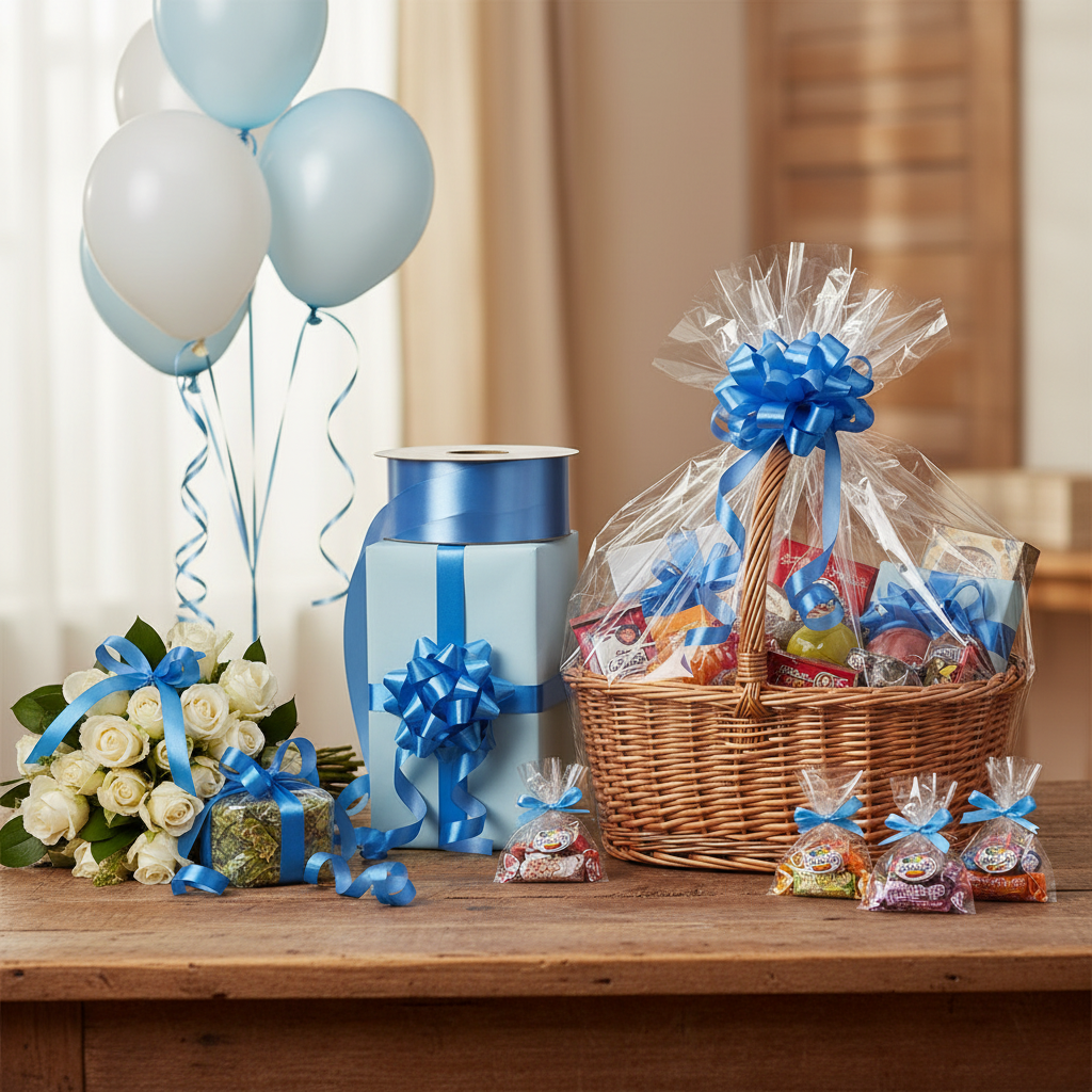 Poly Ribbon 100m x 3cm- Baby Blue
