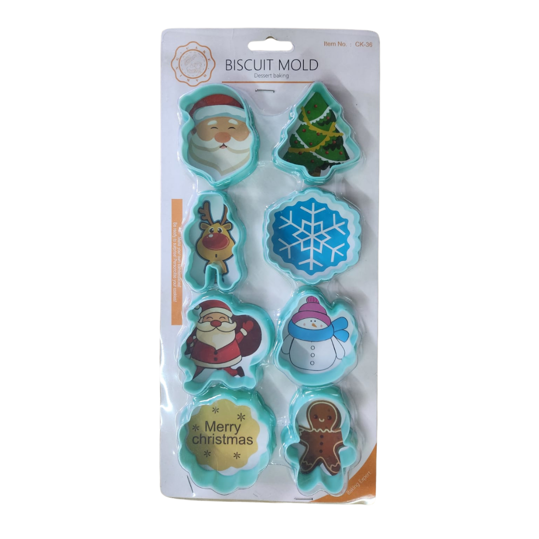 Christmas Biscuit Plastic Cutter - 8pc