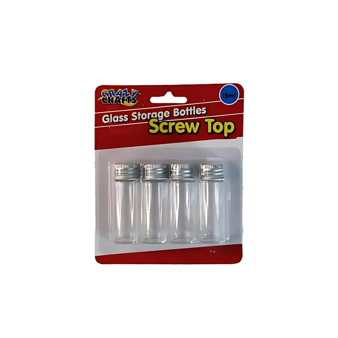 Crazy Crafts Glass Storage Bottles -Screw tops 15ml 4psc Honey Bee Online