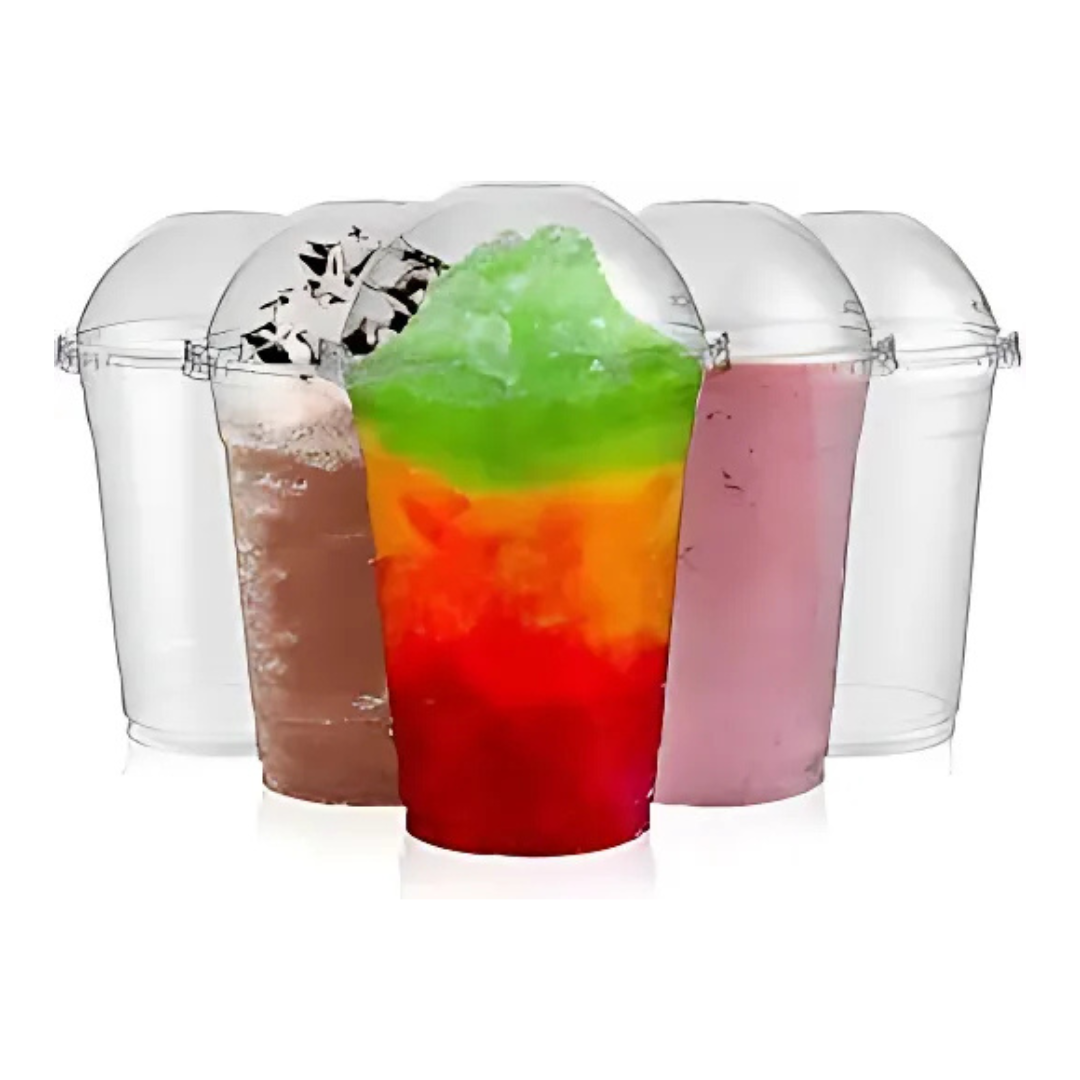 Disposable Smoothie Cups - Plastic, With Lids, 10s