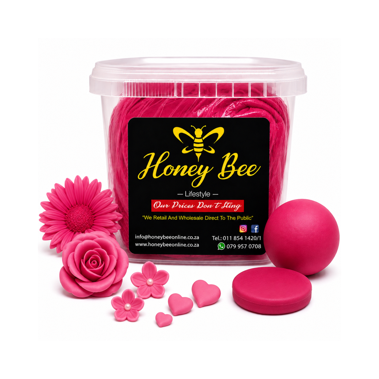 Premium Coloured Fondant – Deep Pink, Assorted Sizes