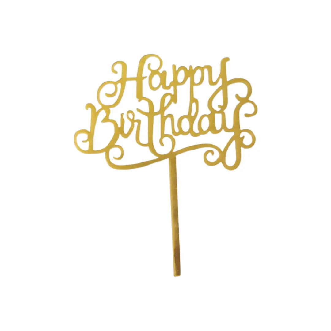 Happy Birthday Cake Topper - Plain, Acrylic Honey Bee