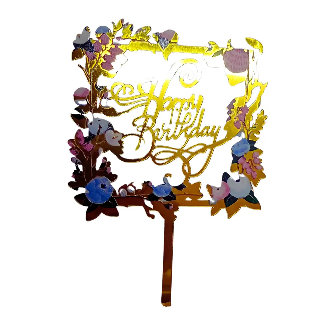 Fancy Happy Birthday Cake Toppers - Plain, Acrylic Honey Bee
