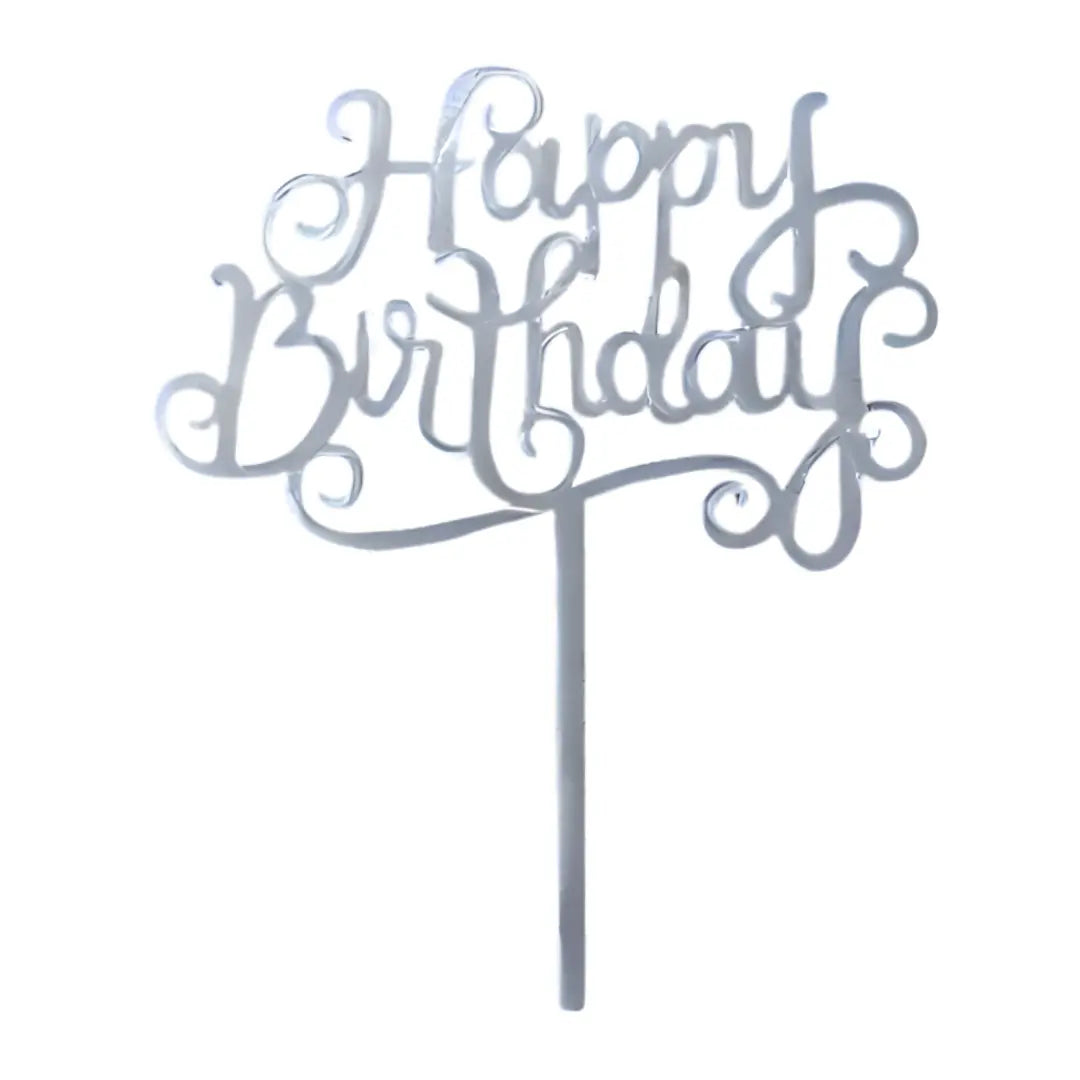 Happy Birthday Cake Topper - Plain, Acrylic Honey Bee