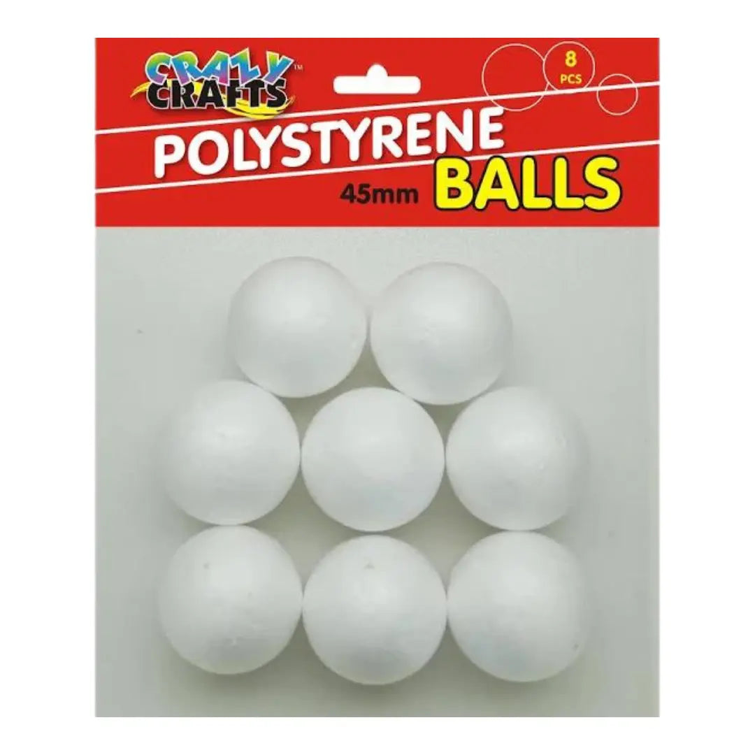 Polystyrene Balls - 45mm, 8's Crazy Crafts
