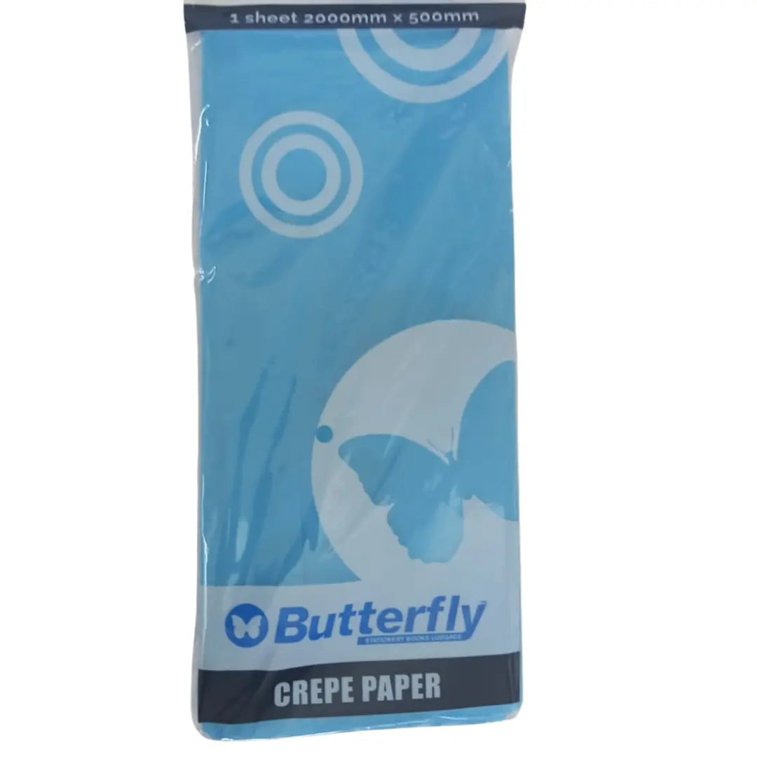 Crepe Paper - Light Blue, 2m x 500mm BUTTERFLY