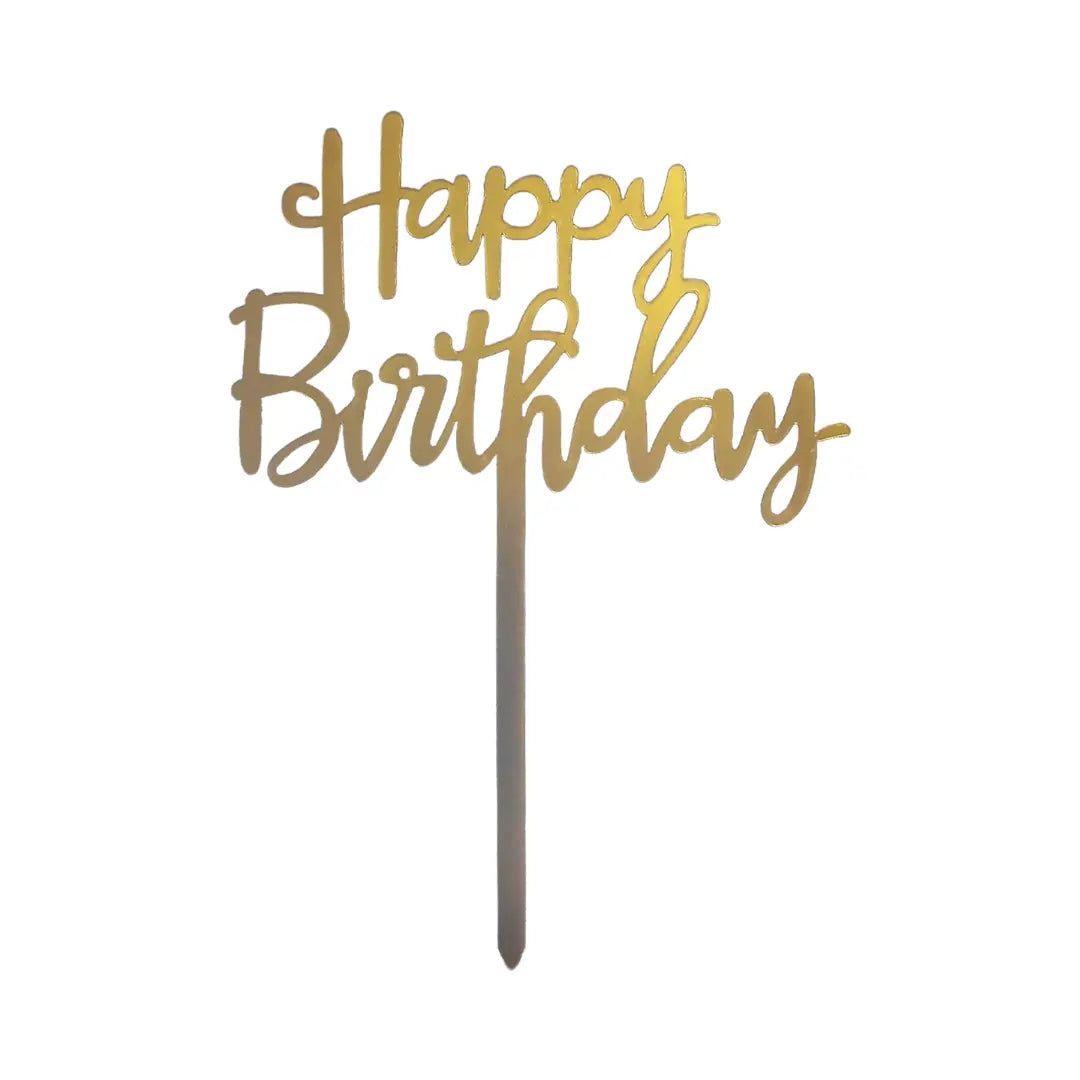 Happy Birthday Cake Topper - Plain, Acrylic Honey Bee