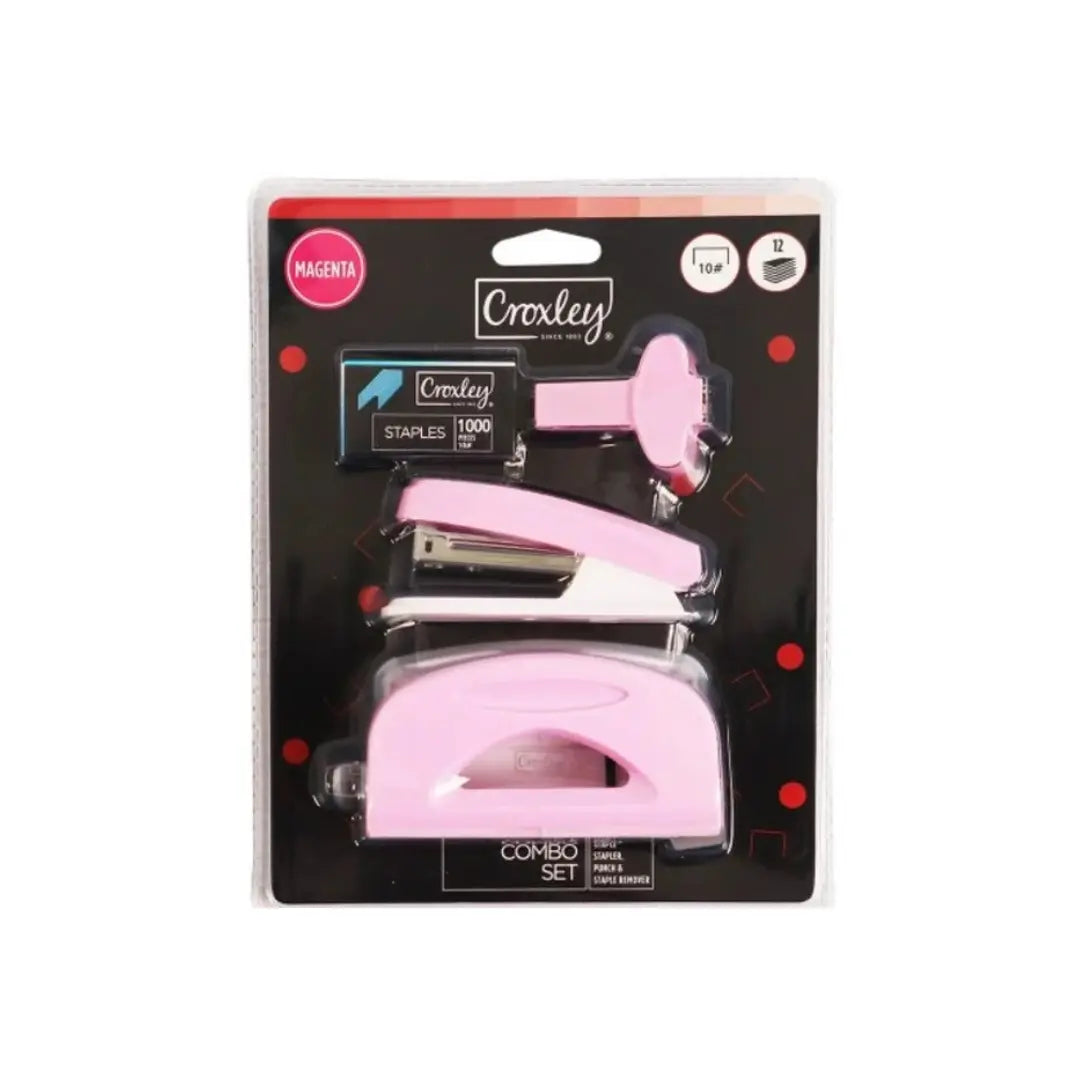 Croxley Combo Set (Stapler, Staples, Punch, Staple Remover) Honey Bee