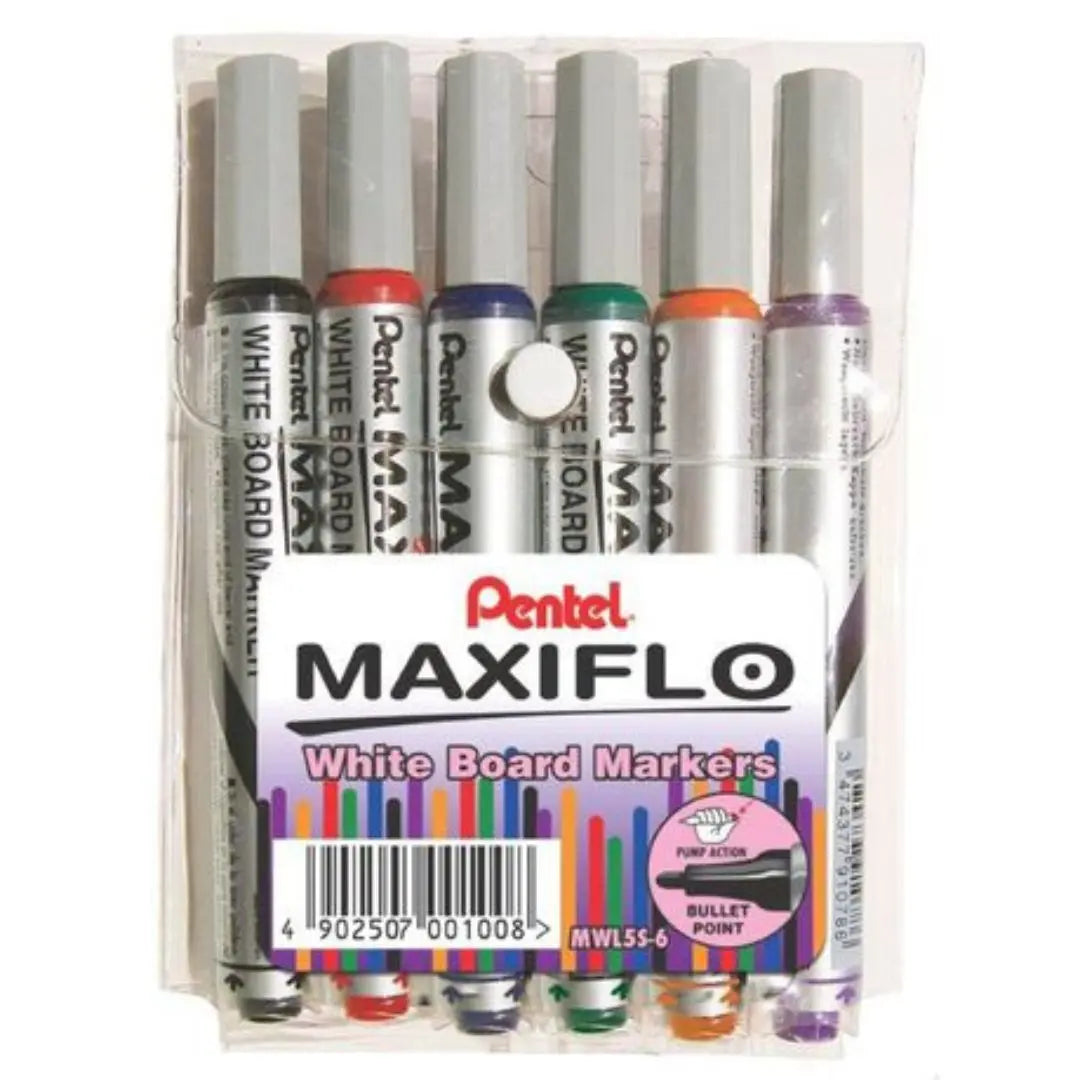 Pentel Whiteboard Markers Maxiflo Pack of 6 Honey Bee Online