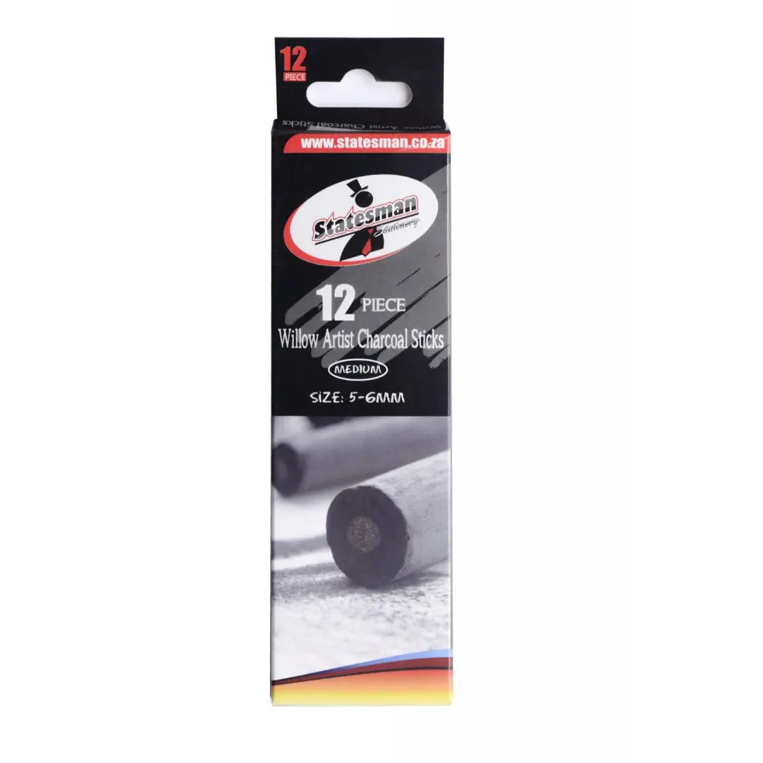 Statesman 12 Piece Willow Artist Charcoal Sticks Assorted Sizes Honey Bee