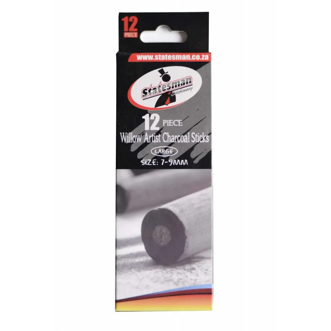 Statesman 12 Piece Willow Artist Charcoal Sticks Assorted Sizes Honey Bee