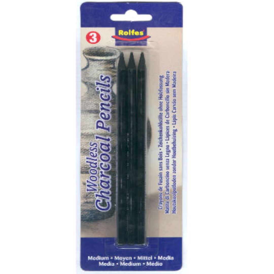 Rolfes Woodless Charcoal Pencils Pack of 3 - Assorted Types