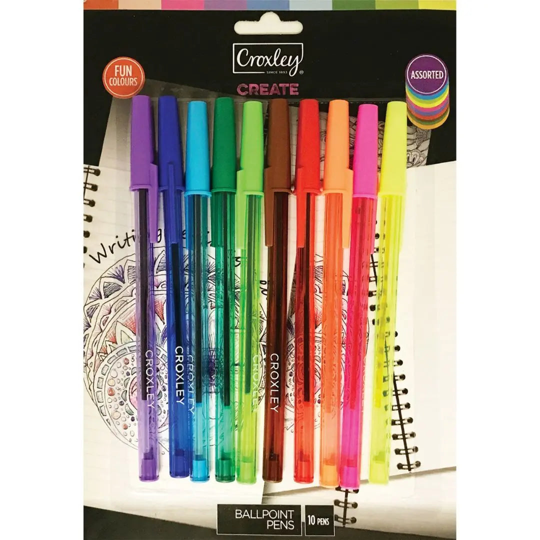 Croxley Ballpoint Colour Pens Pack of 10 Honey Bee