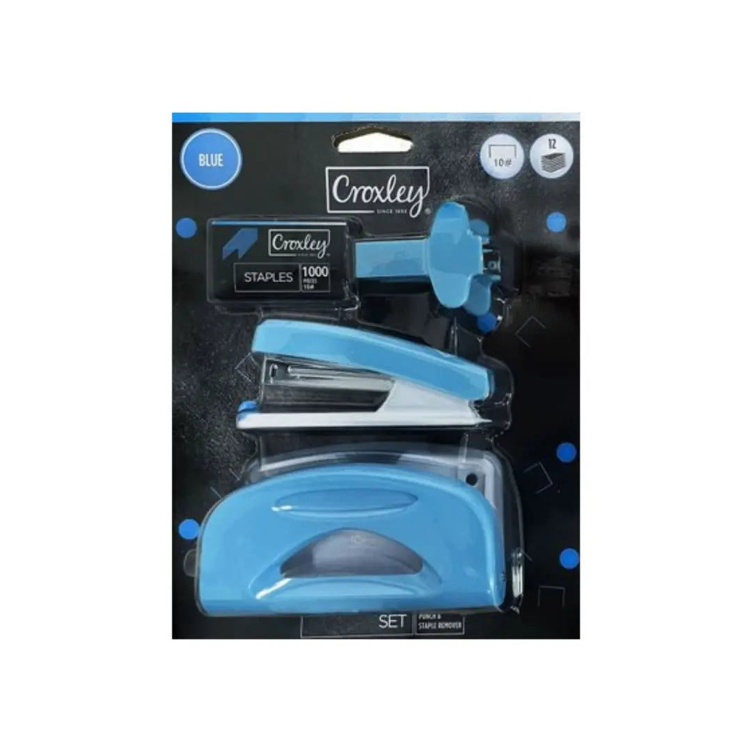 Croxley Combo Set (Stapler, Staples, Punch, Staple Remover) Honey Bee