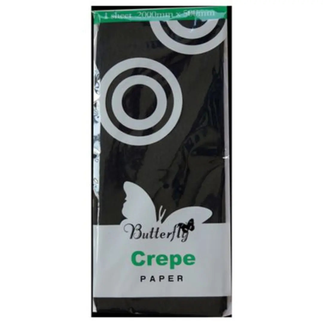 Crepe Paper - Black, 2m x 500mm BUTTERFLY