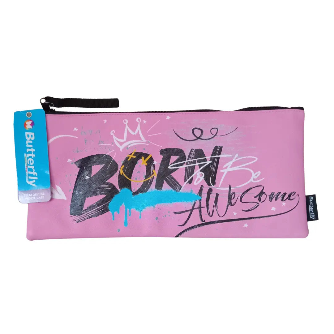 Butterfly Pencil Case - Born To Be Awesome, (33cm) BUTTERFLY
