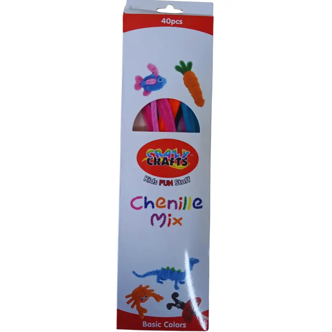 Crazy Crafts Chenille Mix (Pipe Cleaners) - 40 Pieces, Basic Colours Crazy Crafts