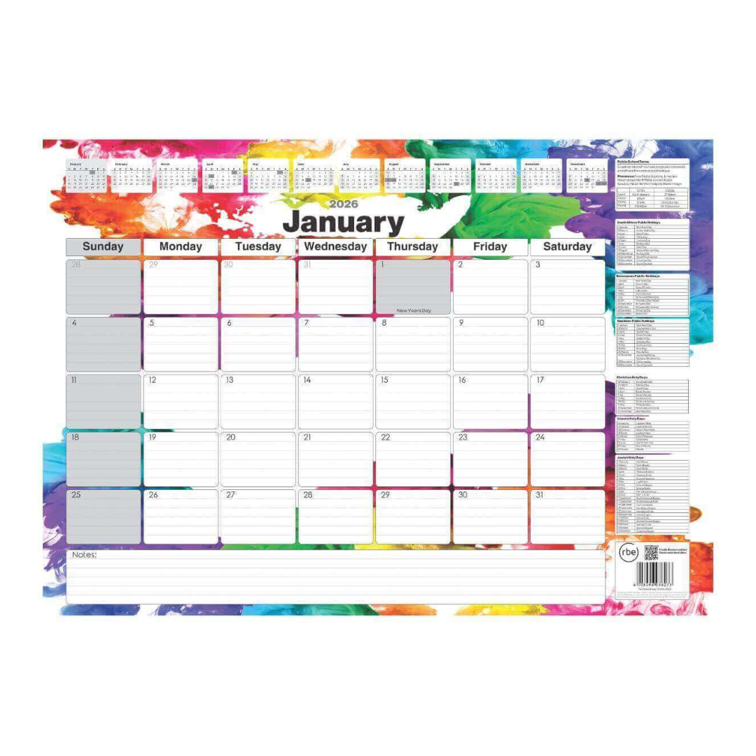 Desk Calendar 2026 - RBE, Colourful