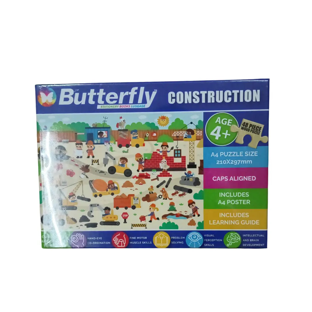 Construction Wooden Puzzle 48pcs BUTTERFLY