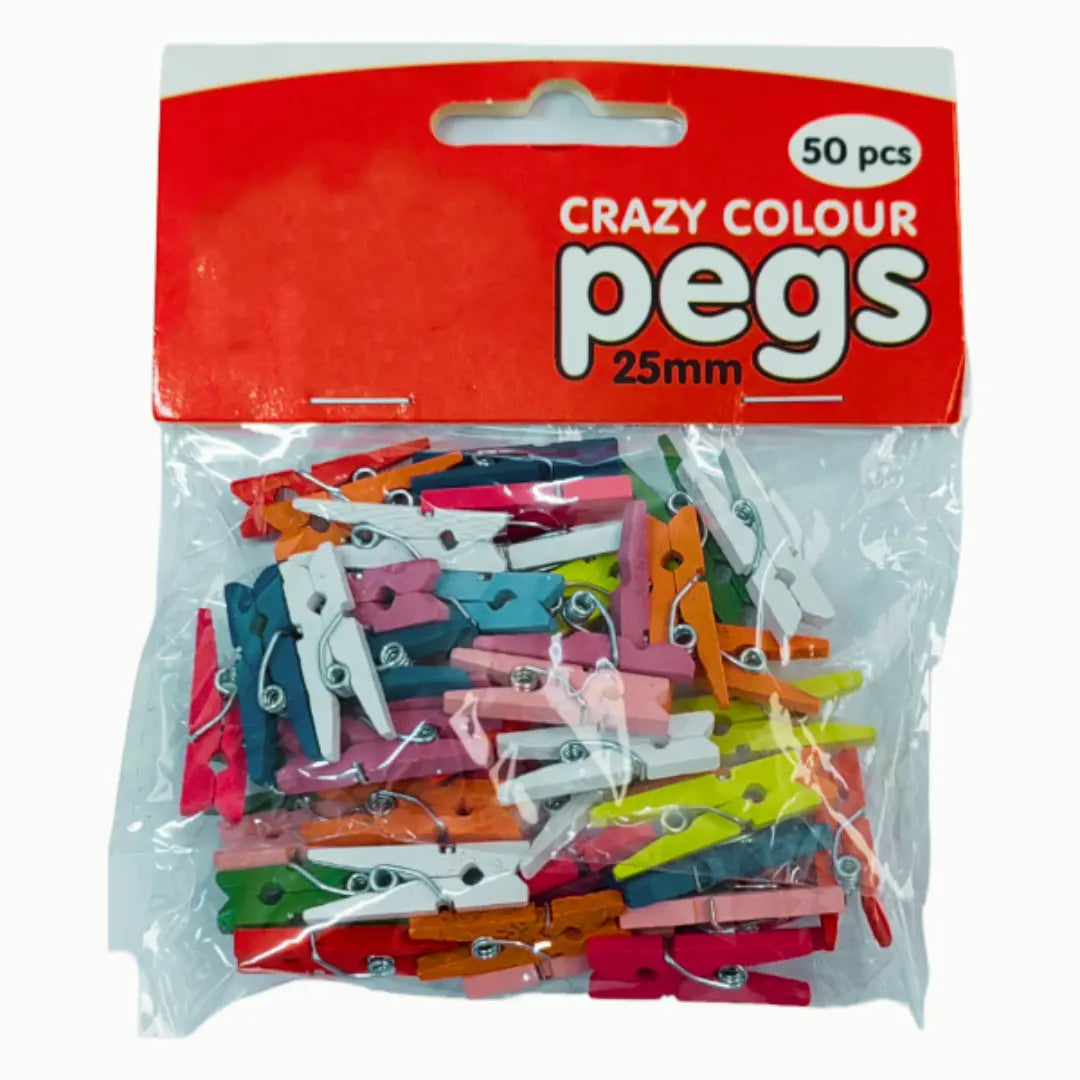 Crazy Crafts Crazy Colour Mini Pegs - Wooden Crazy Crafts