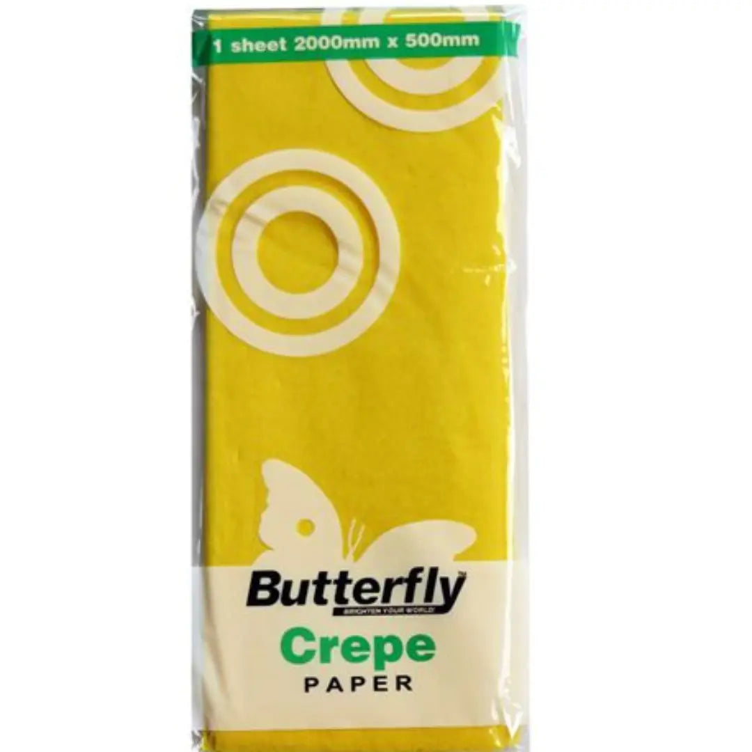 Crepe Paper - Yellow, 2m x 500mm BUTTERFLY