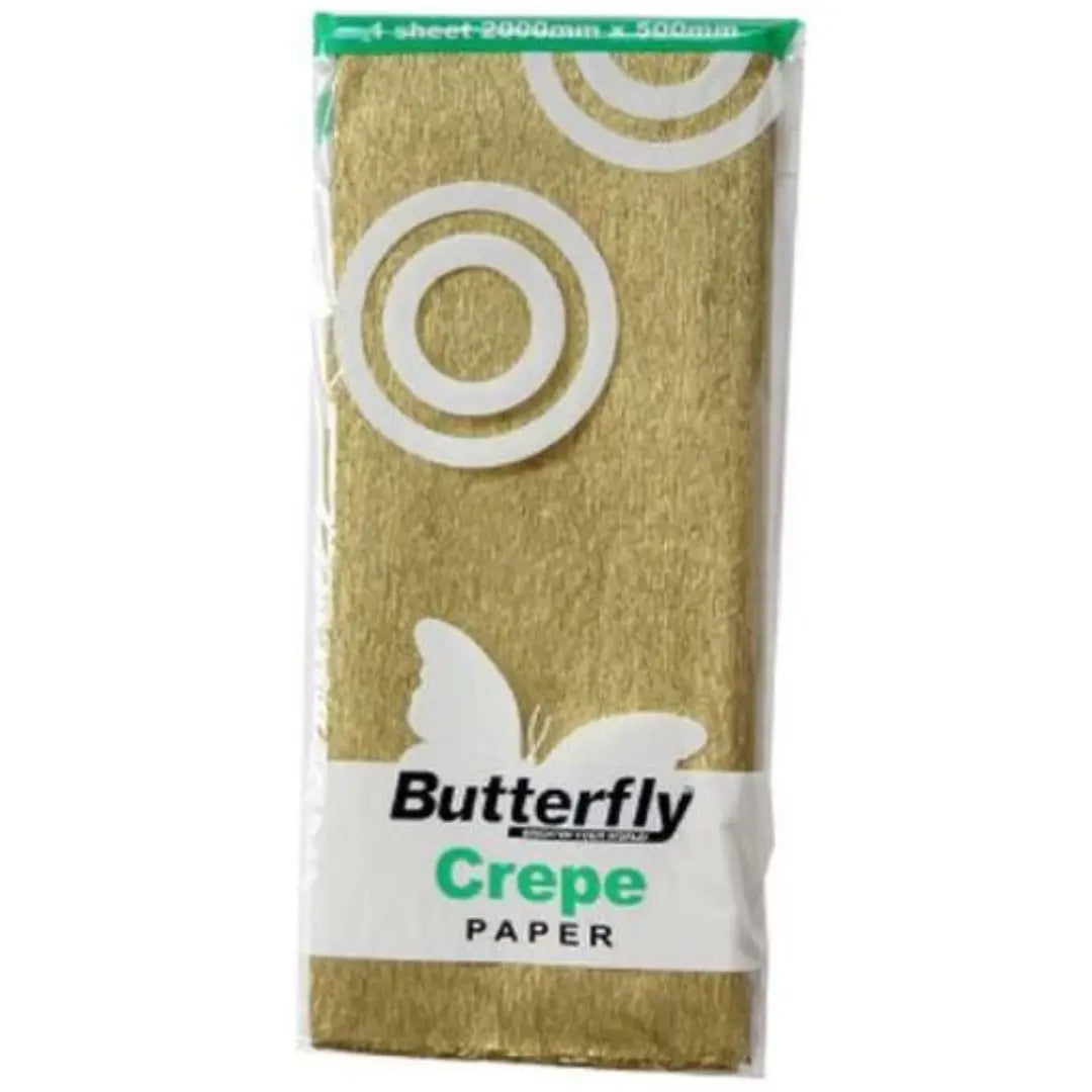 Crepe Paper - Gold, 2m x 500mm BUTTERFLY