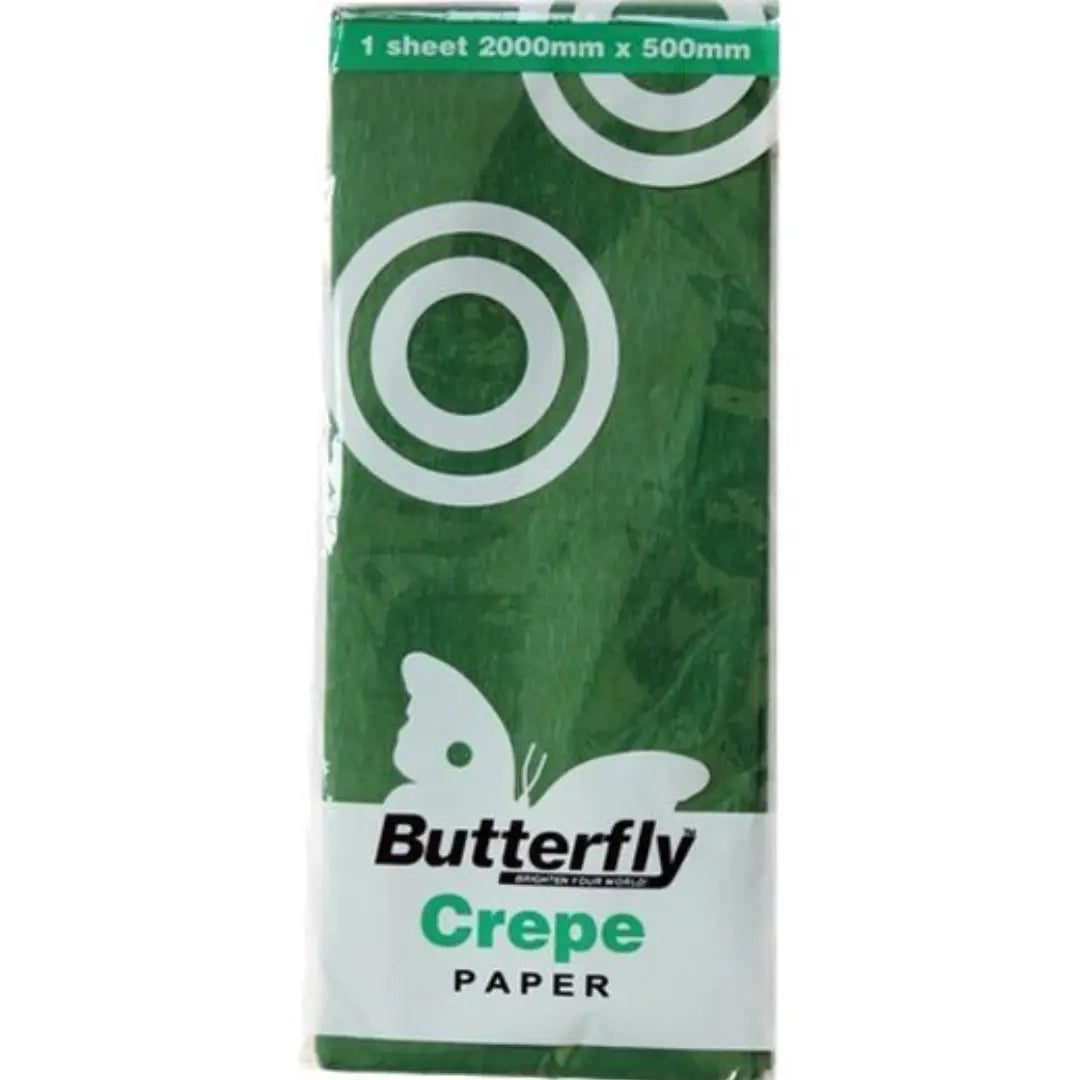 Crepe Paper - Green, 2m x 500mm BUTTERFLY