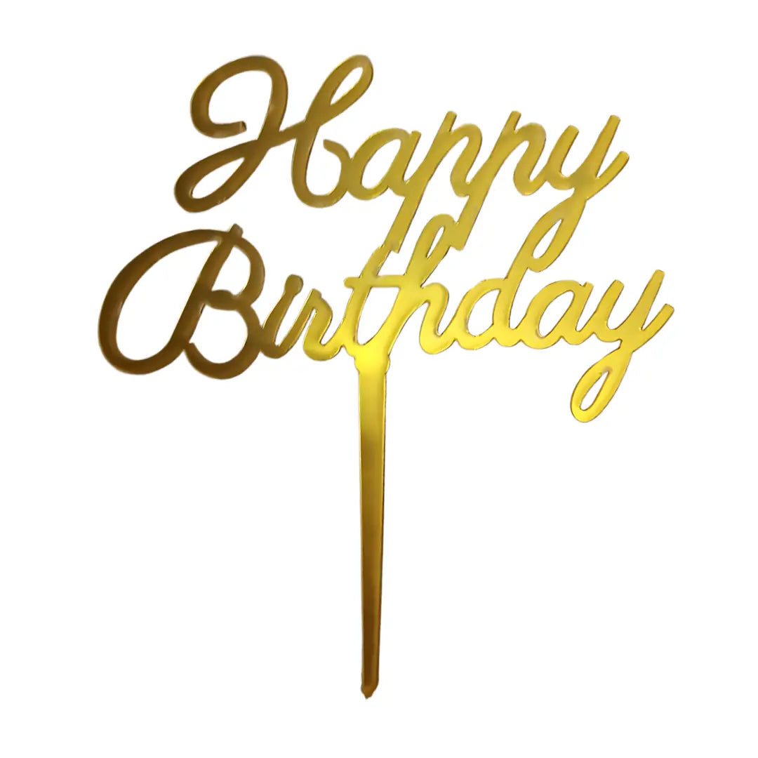 Happy Birthday Cake Topper - Plain, Acrylic Honey Bee