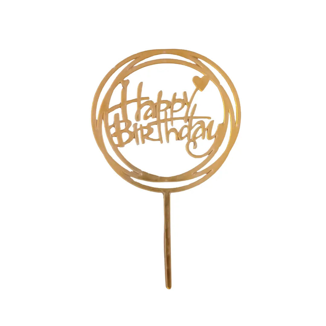Happy Birthday Cake Topper - Plain, Acrylic Honey Bee
