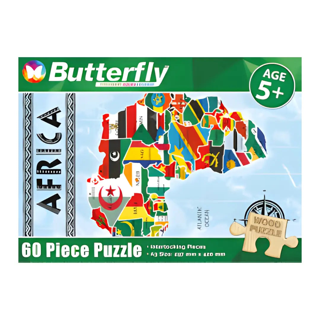 Map Of Africa Wooden Puzzle 60pcs BUTTERFLY