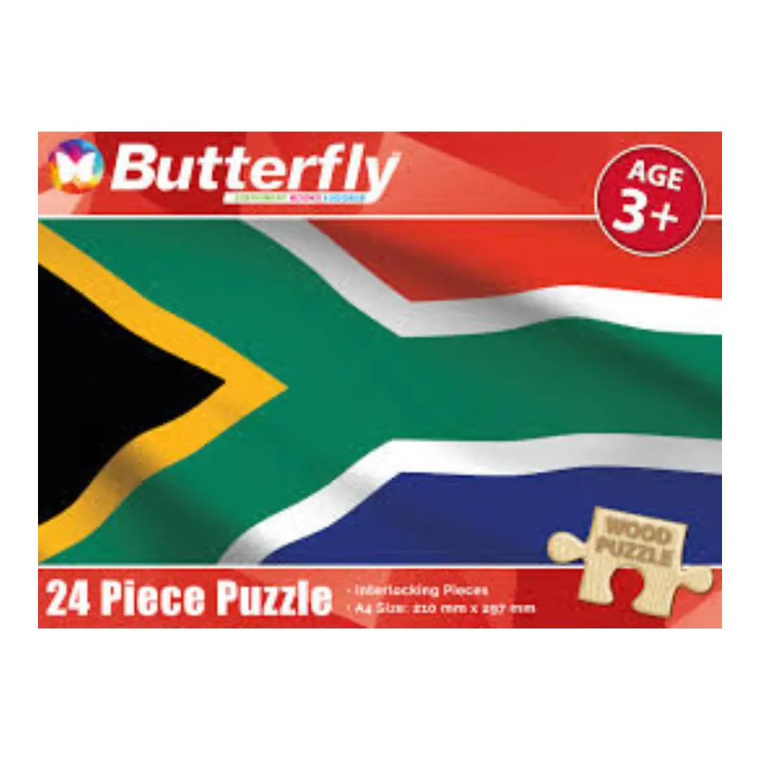My South African Flag Wooden Puzzle 24pc BUTTERFLY