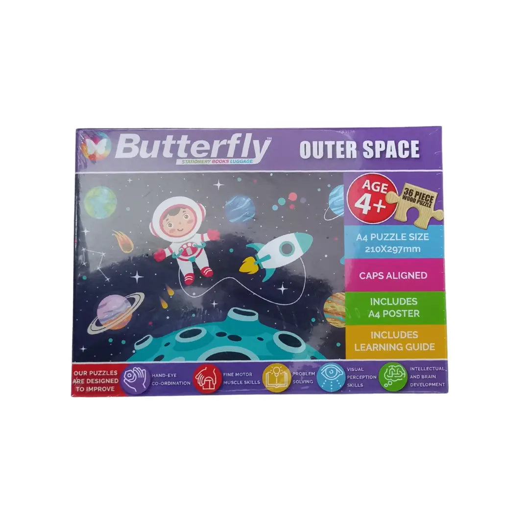 Outer Space Wooden Puzzle 36pcs BUTTERFLY