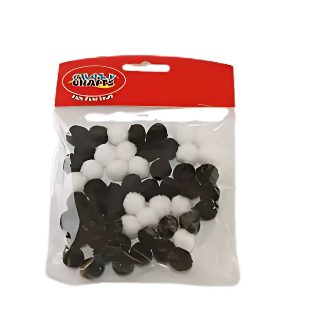 Crazy Crafts Pom Poms - Black & White Mix Crazy Crafts