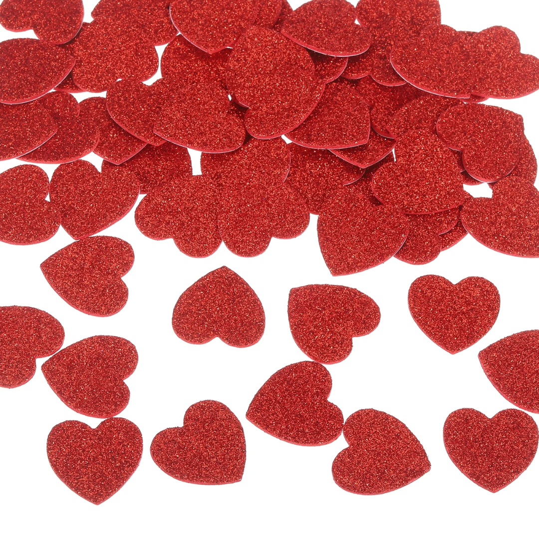 Crazy Craft Glitter Foam Shapes - Red Hearts, 32pcs