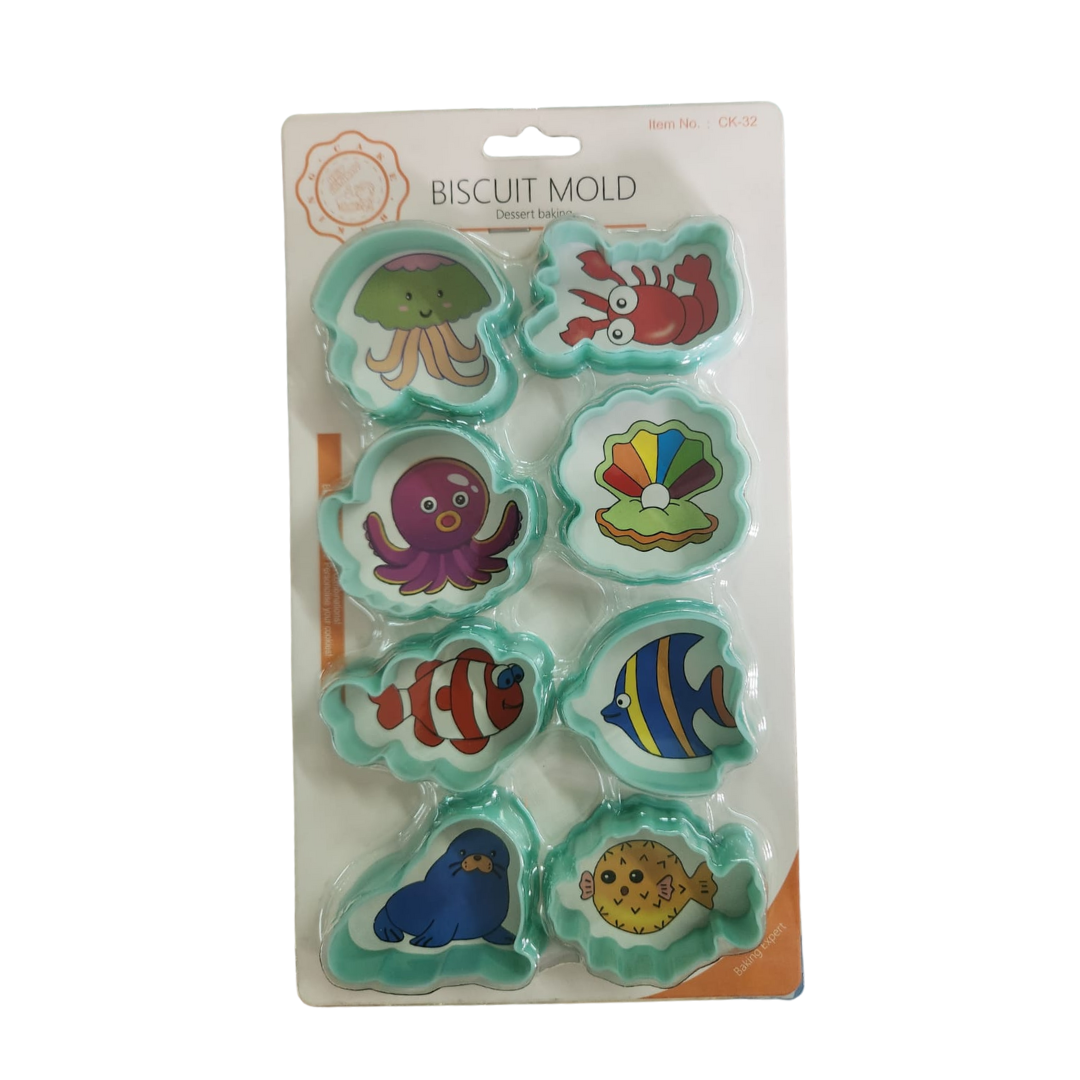 Ocean Creatures Biscuit Plastic Cutter - 8pc