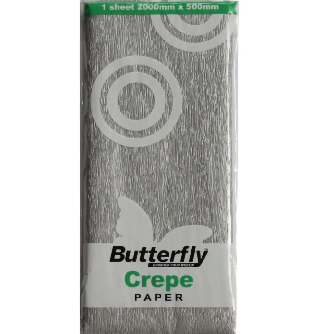 Crepe Paper - Silver, 2m x 500mm BUTTERFLY