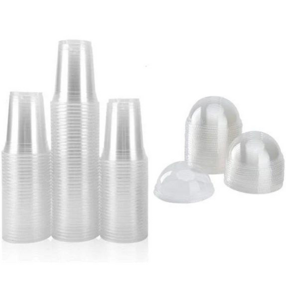 Disposable Smoothie  Cups - Plastic, With Lids, 10s