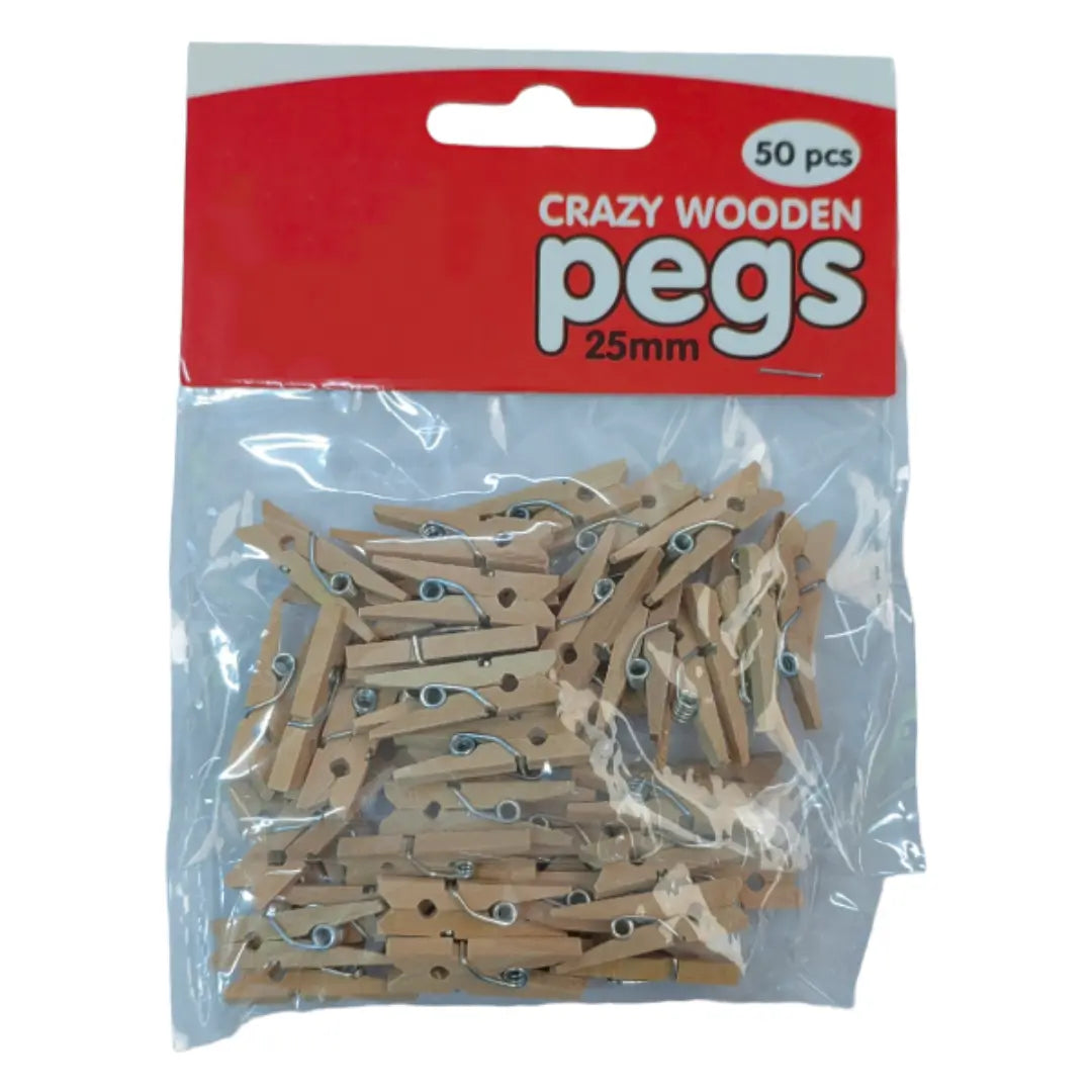 Crazy Crafts Plain Mini Pegs - Wooden Crazy Crafts