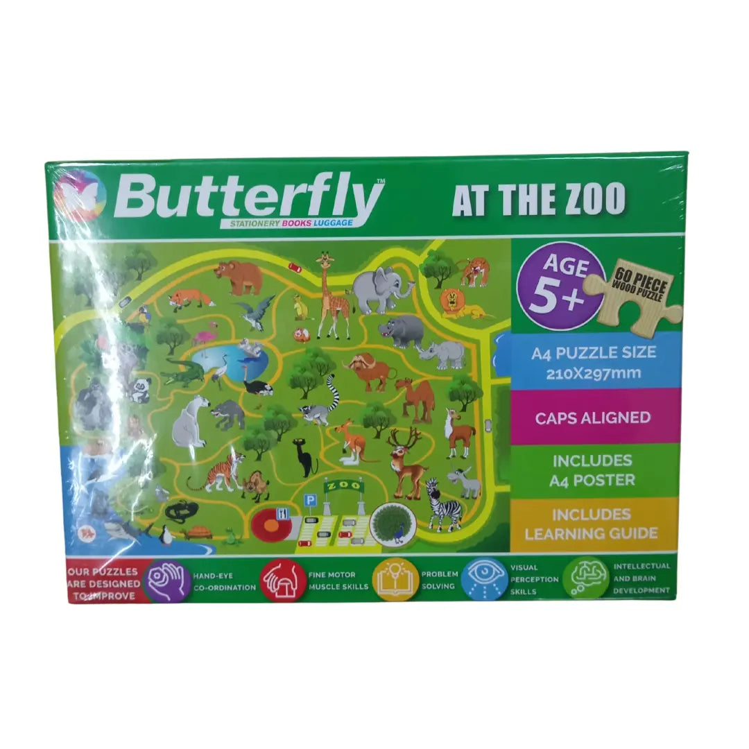 At the Zoo Wooden Puzzle 60pcs BUTTERFLY