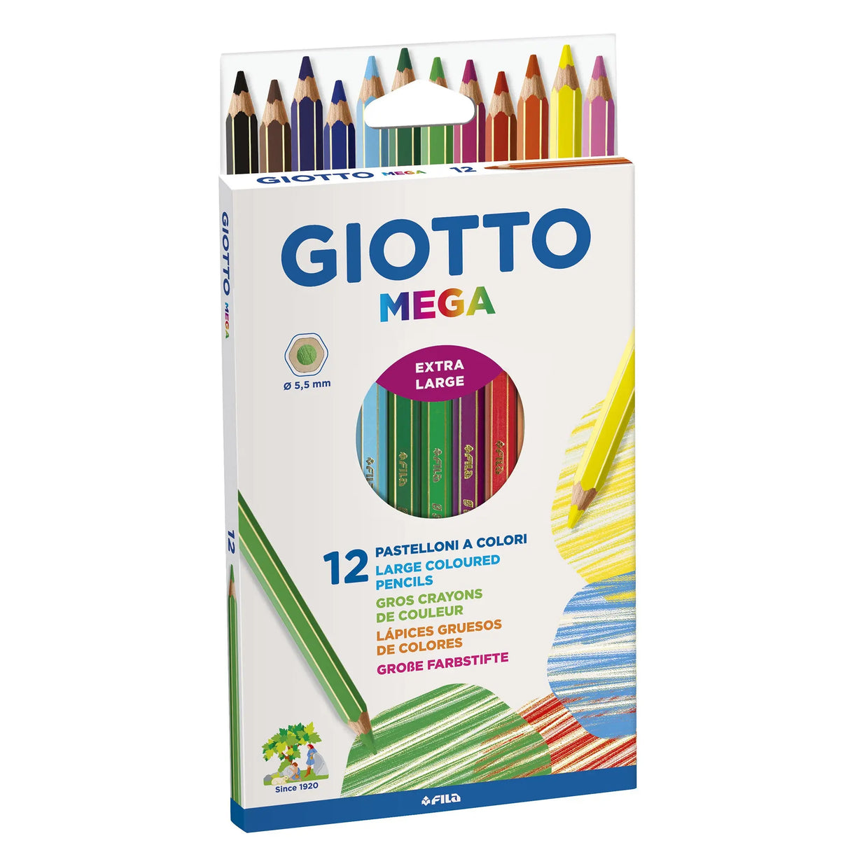 GIOTTO MEGA PENCIL COLOURS 12'S GIOTTO