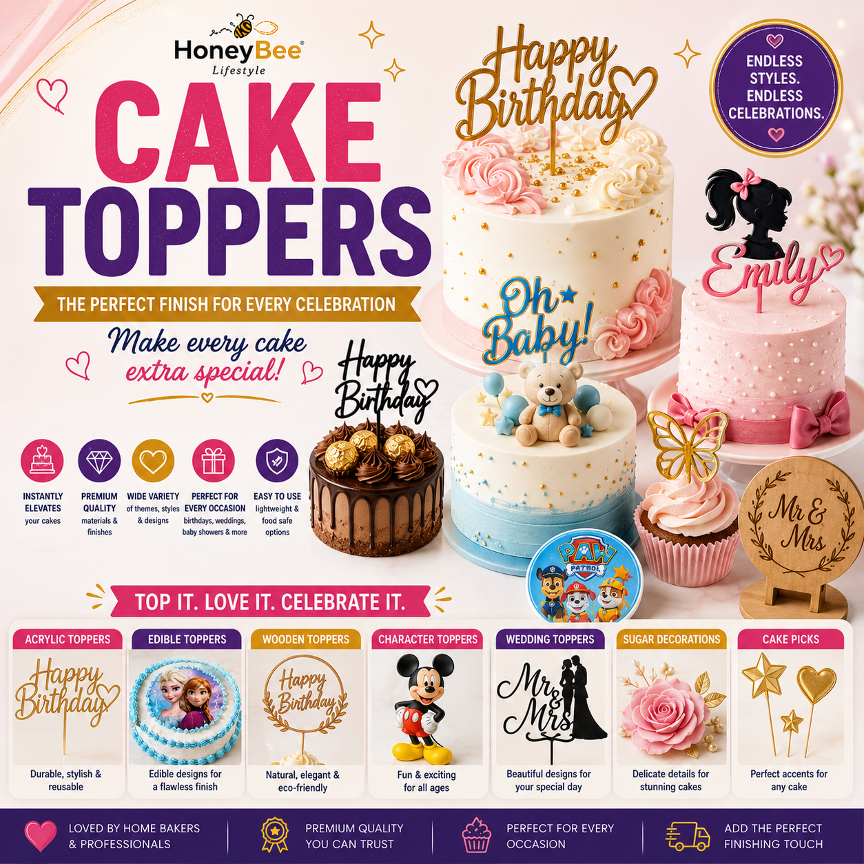 Cake Toppers | Edible & Decorative Cake Toppers for Every Celebration