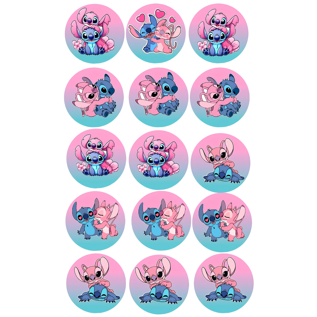 Edible Print - Stitch, Cupcakes, 15s