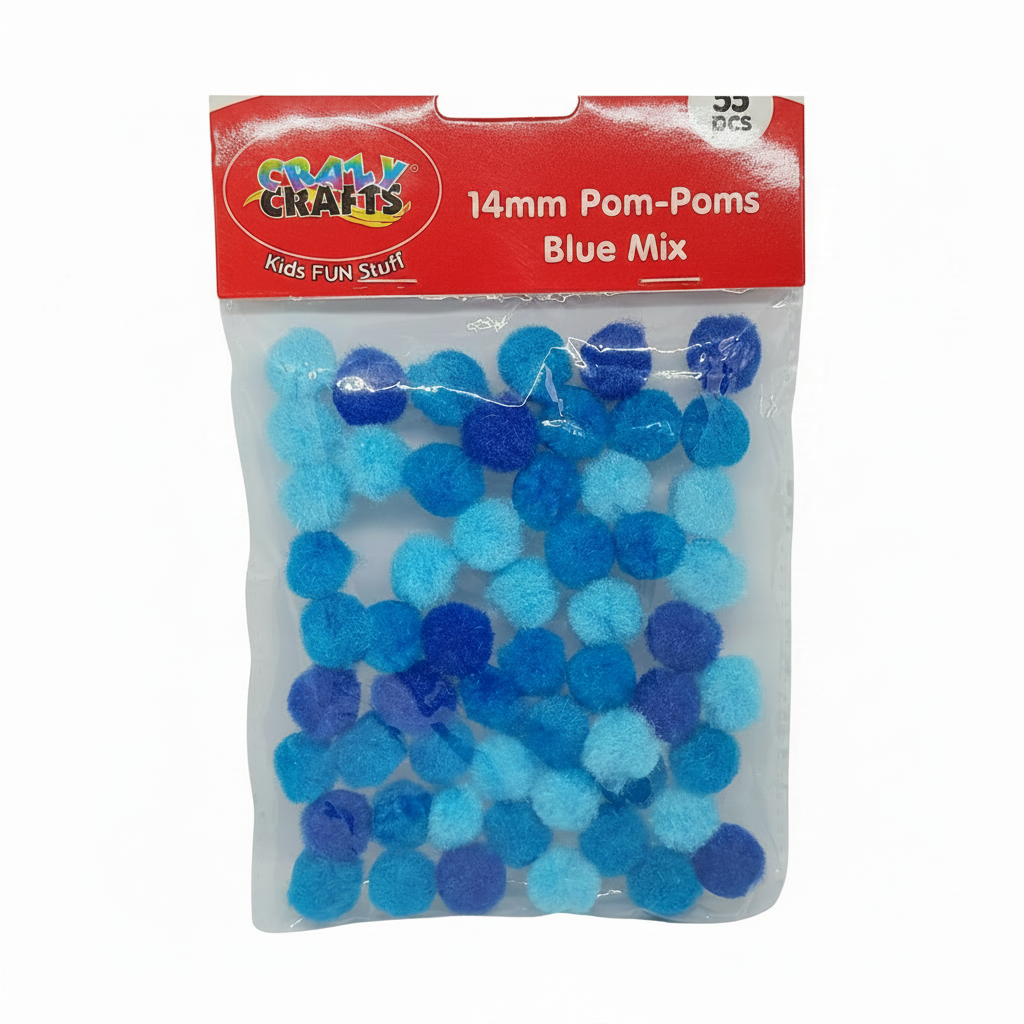 Crazy Crafts Pom Poms - Blue Mix